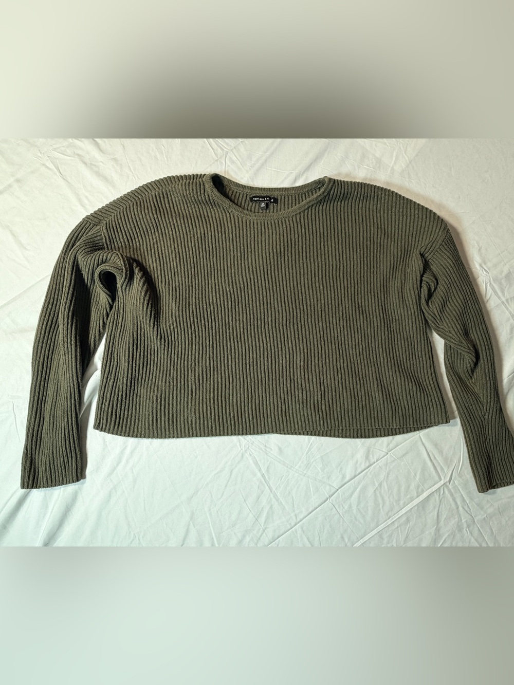 Kendall & Kylie Olive Green Ribbed Knit Cropped Sweater Size M